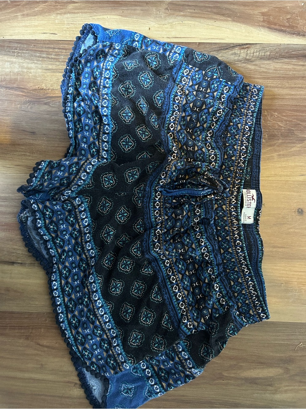 Hollister Blue and Black Patterned Boho Shorts